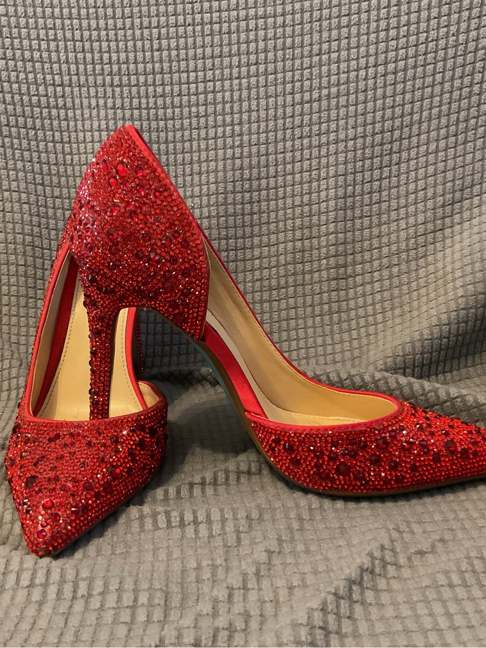 Betsey Johnson Red Crystal Pointed D'Orsay Pumps - Picture 2 of 8